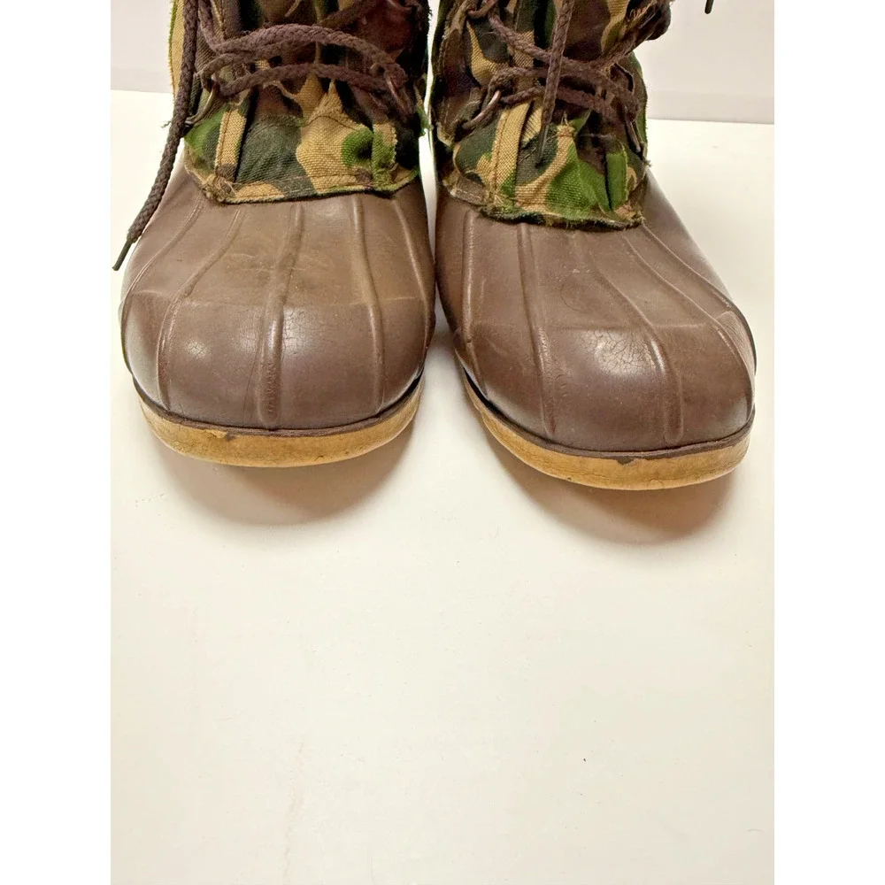 Vintage Browning Camo Duck Boots Made in Canada Embossed Sole Hunting Size 10